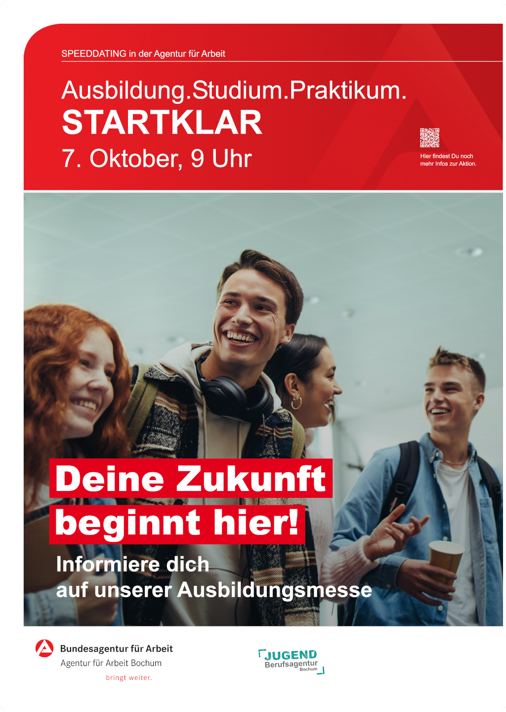 Plakat für eine Ausbildungsmesse zur Vermittlung von Ausbildung Studium und Praktikum.